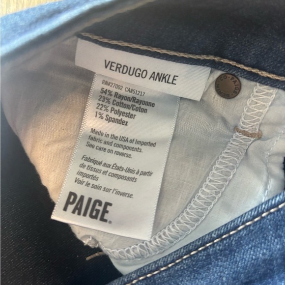 PAIGE Verdugo Ankle Cropped Jeans women’s size 25 - Picture 5 of 6